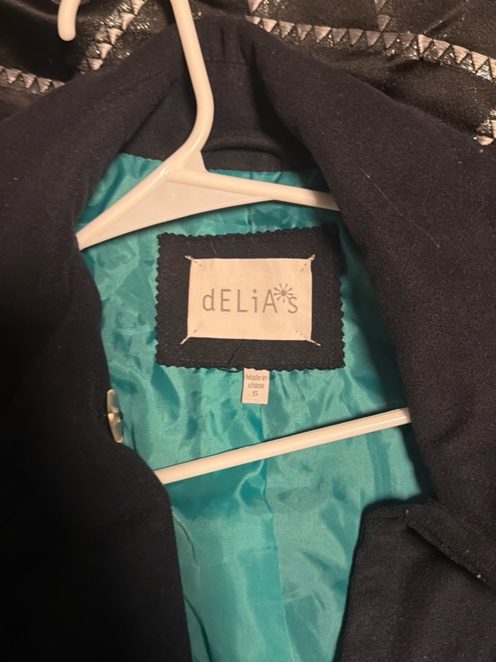 dELiA*s Black Pea Coat with Teal Lining